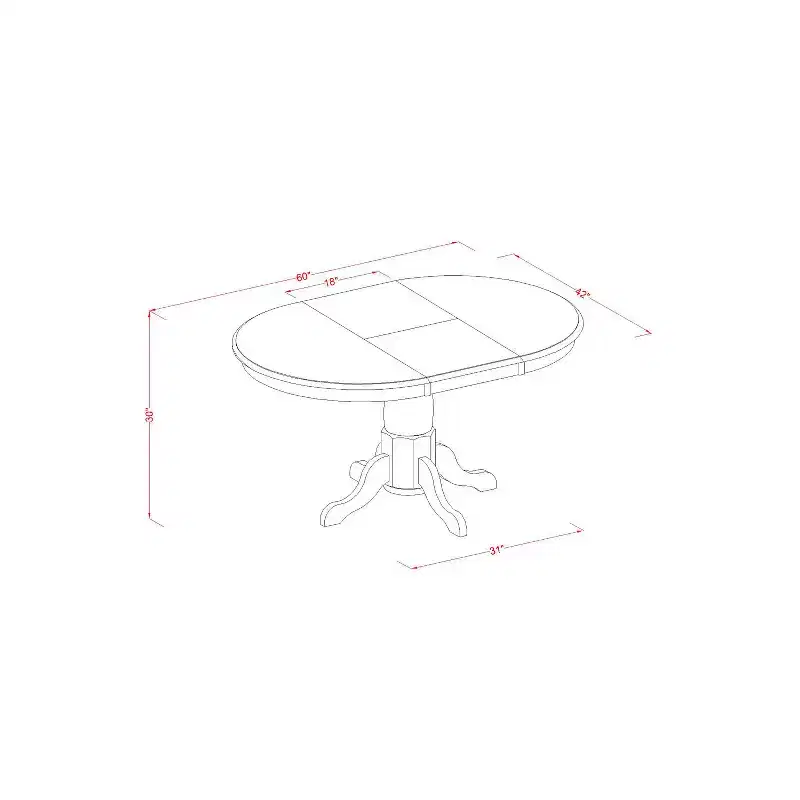 HomeStock Single Pedestal Oval Dining Table Traditional Style