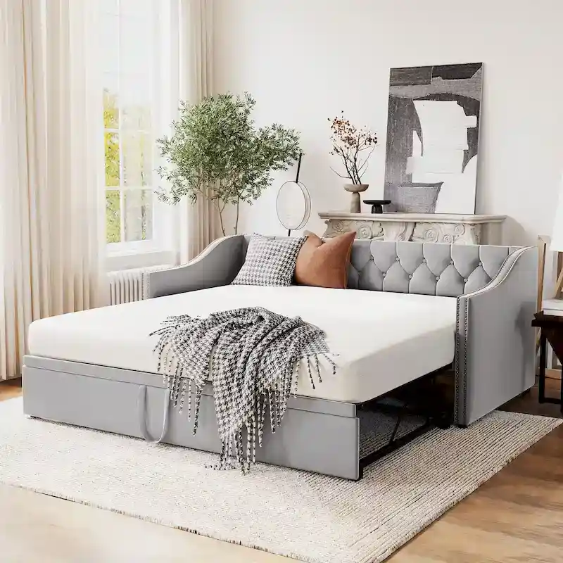 Modern Twin Size Daybed with Pop Up Trundle
