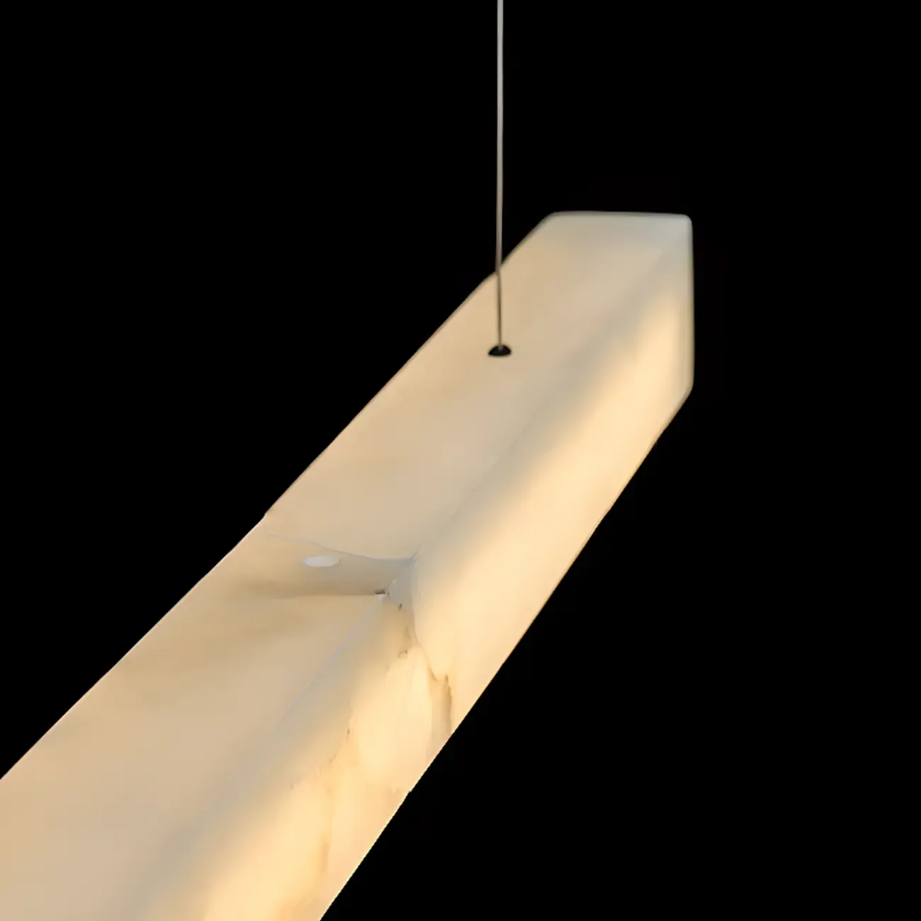 White Stone Linear LED Island Pendant Light In Rectangle Shape