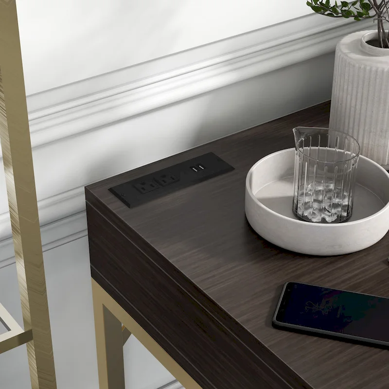 Bird Glam Metal Lift-top L-Shaped Computer Desk with USBs by Furniture of America