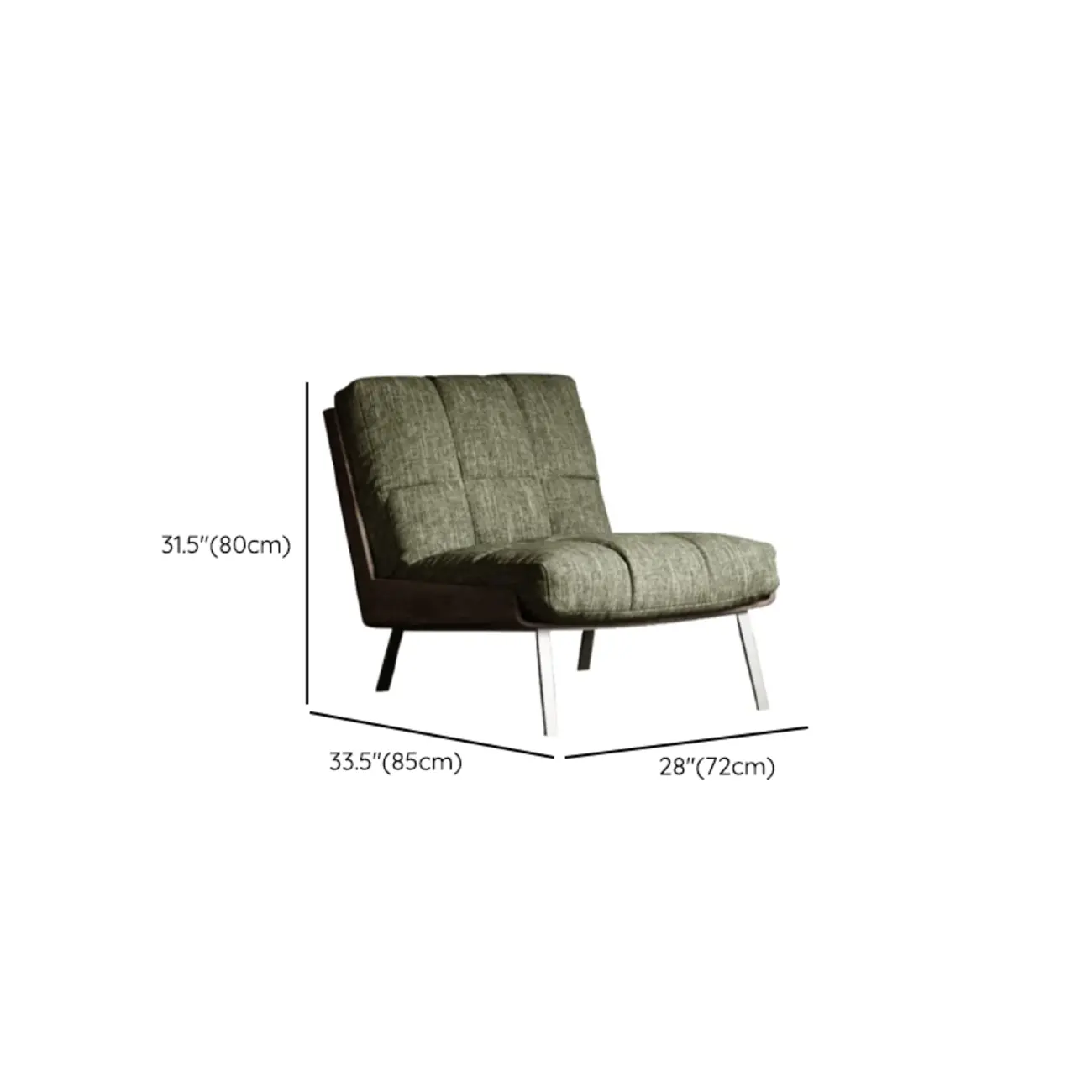 Modern Green Fabric Flared Arm Lounge Chair