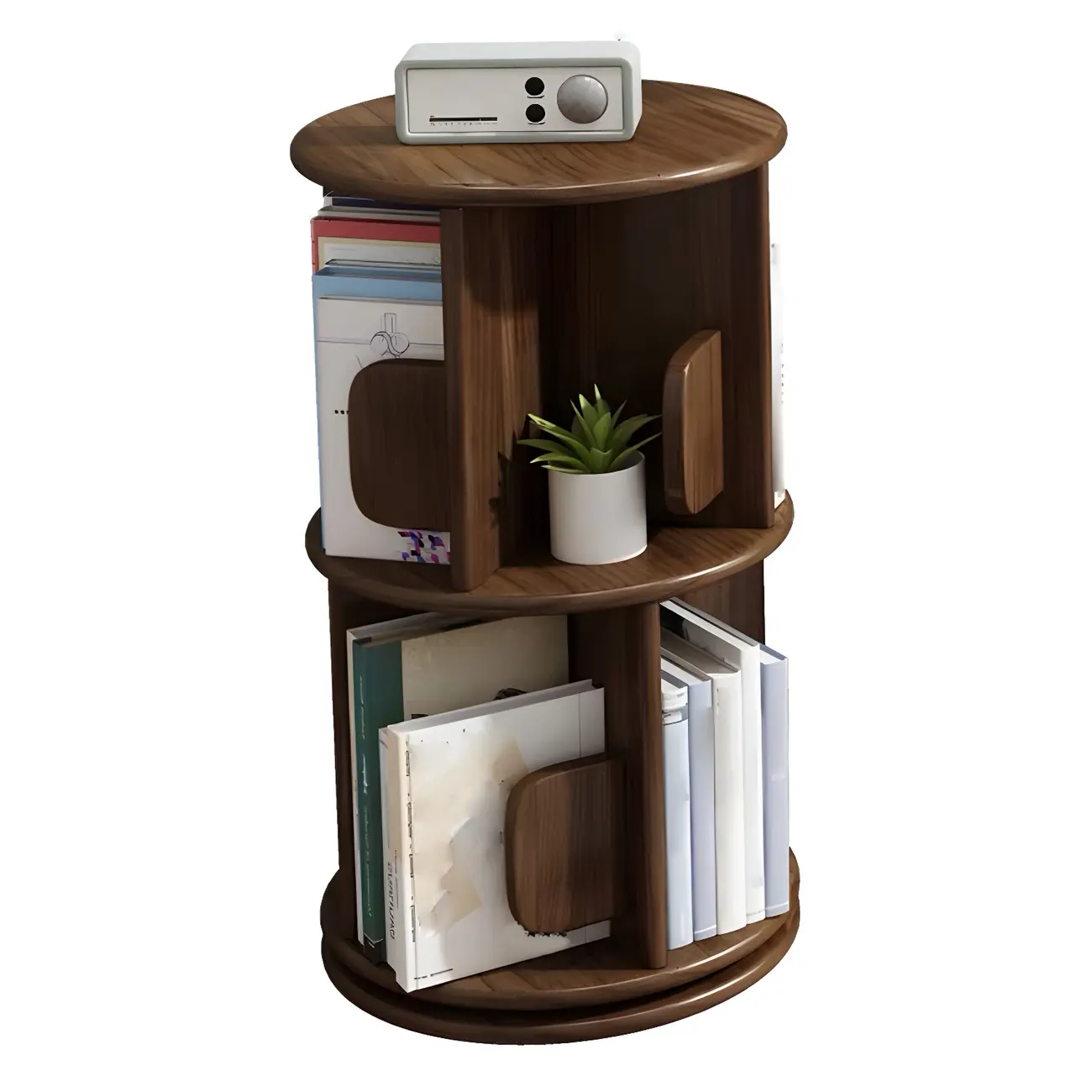Rotatable Modern Solid Wood Geometric Display Bookcase