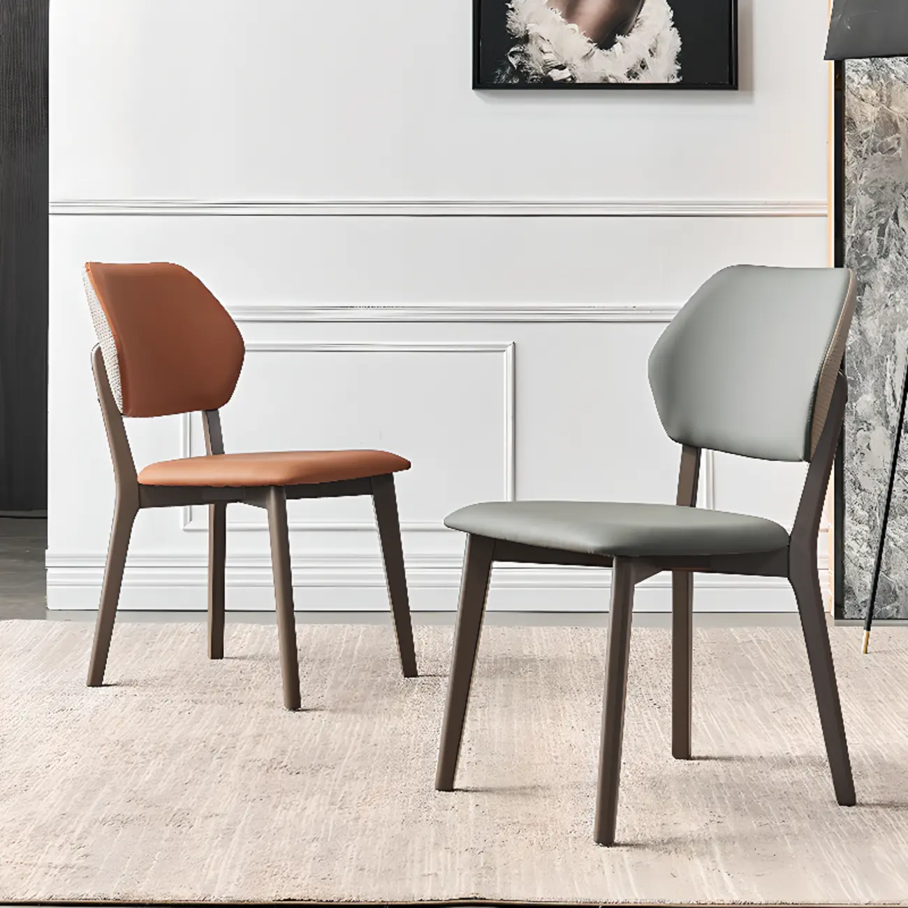Modern Upholstered Dining Chair with Metal Legs