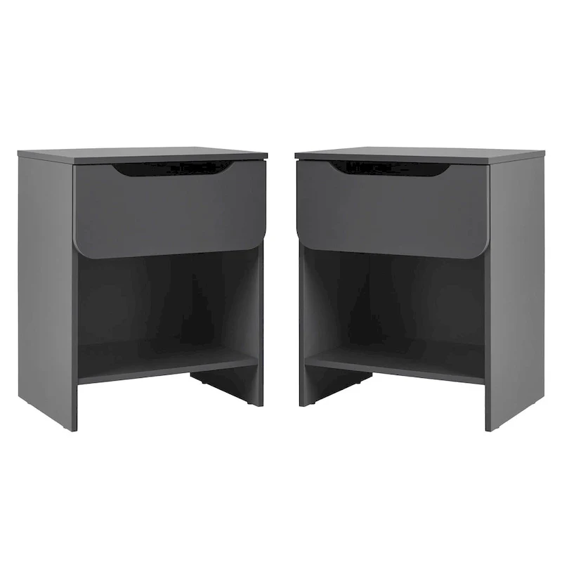 Middlebrook Designs Modern 1-Drawer Nightstand with Cubby (Set of 2)