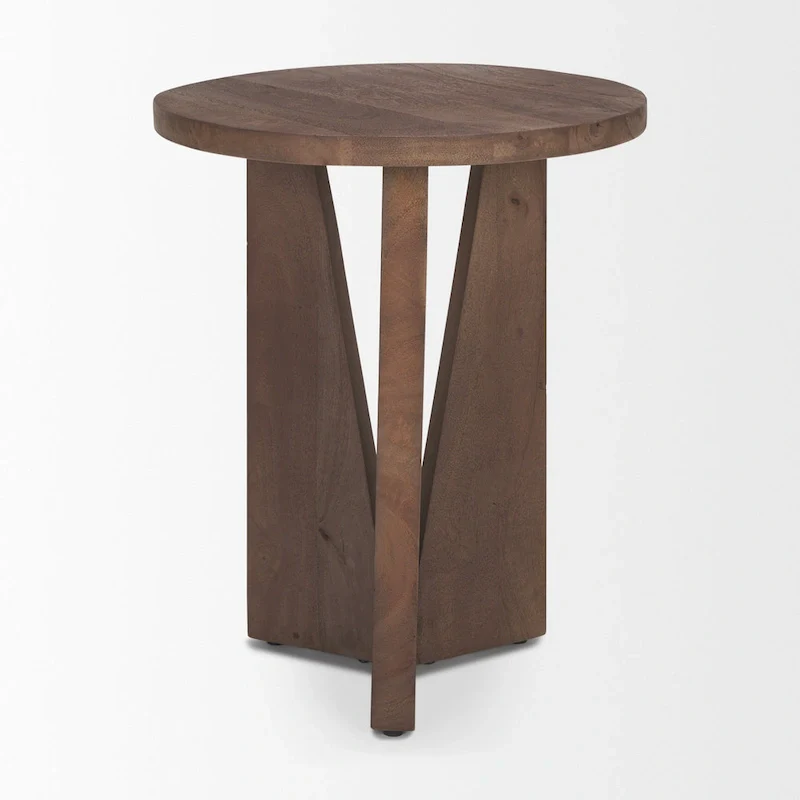 Mattius Black Solid Wood Round Accent Table - 18L x 18W x 22H