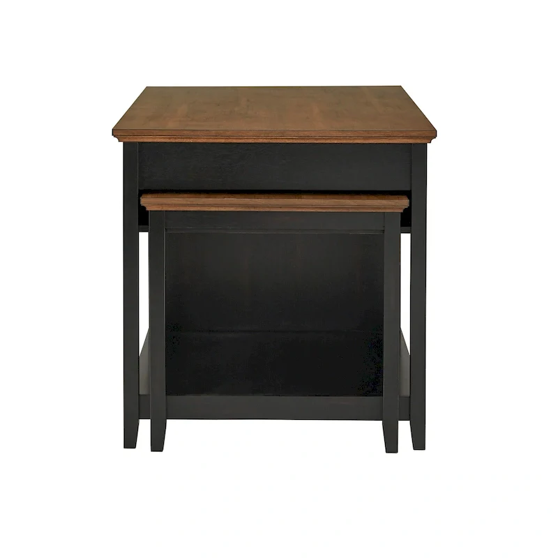 Two-Tone Antique Finish Extendable Kitchen Island with 3 Drawers