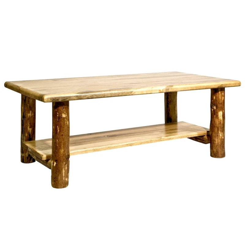 Glacier Country Collection Coffee Table with Shelf, Stained & Lacquered Finish