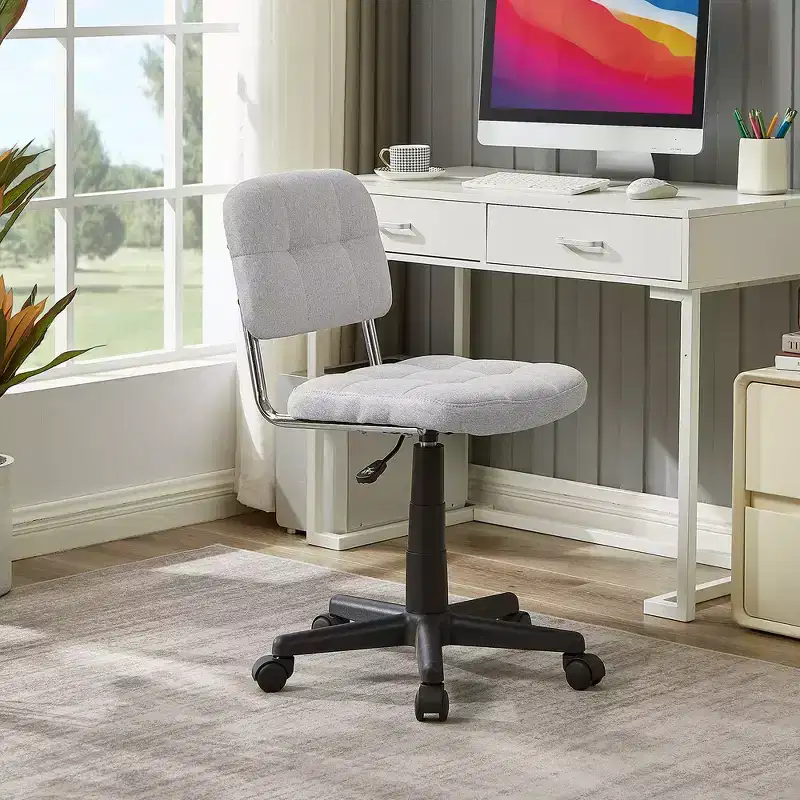 Gray / White Armless Swivel Office Chair, Height Adjustable, Seats 1