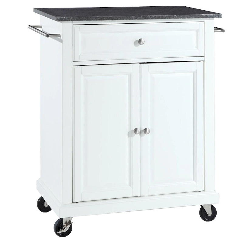 Crosley White Finish/Solid Black Granite Top Kitchen Cart/Island - 18d x 31w x 35.5h