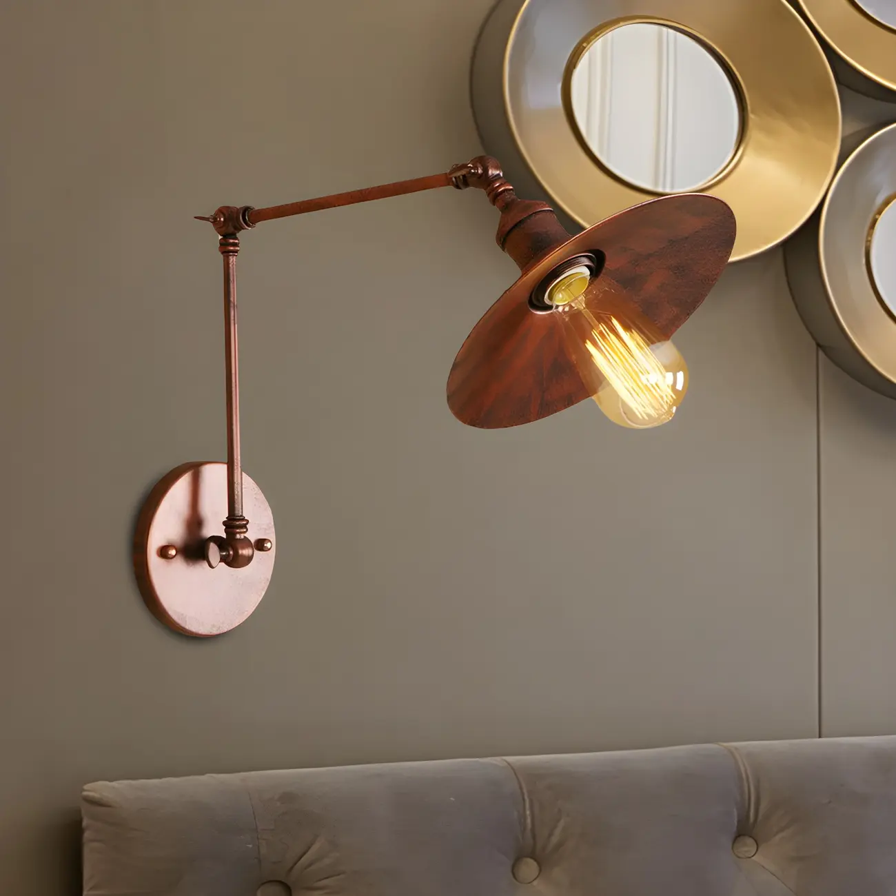 Industrial Metal Flat-Shade Swing Arm Wall Light