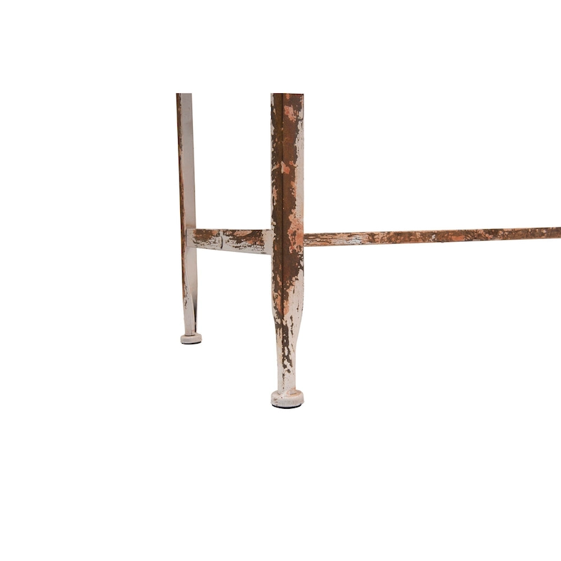 Zinc-Finished Metal and Wood Scalloped Edge Sofa Table