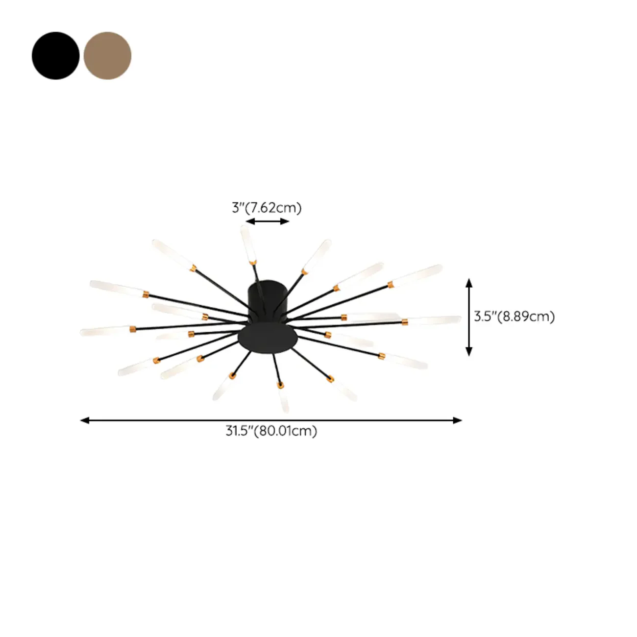 Modern Gold Sunburst LED Flush Mount Ceiling Light
