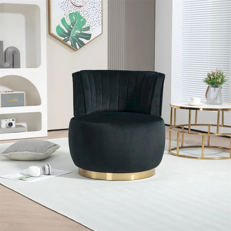 360 Degree Swivel Cuddle Barrel Accent Chairs with Wide Upholstered