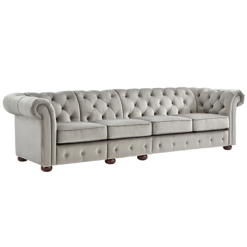 Knightsbridge Light-grey Extra Long Chesterfield Sofa by iNSPIRE Q Artisan