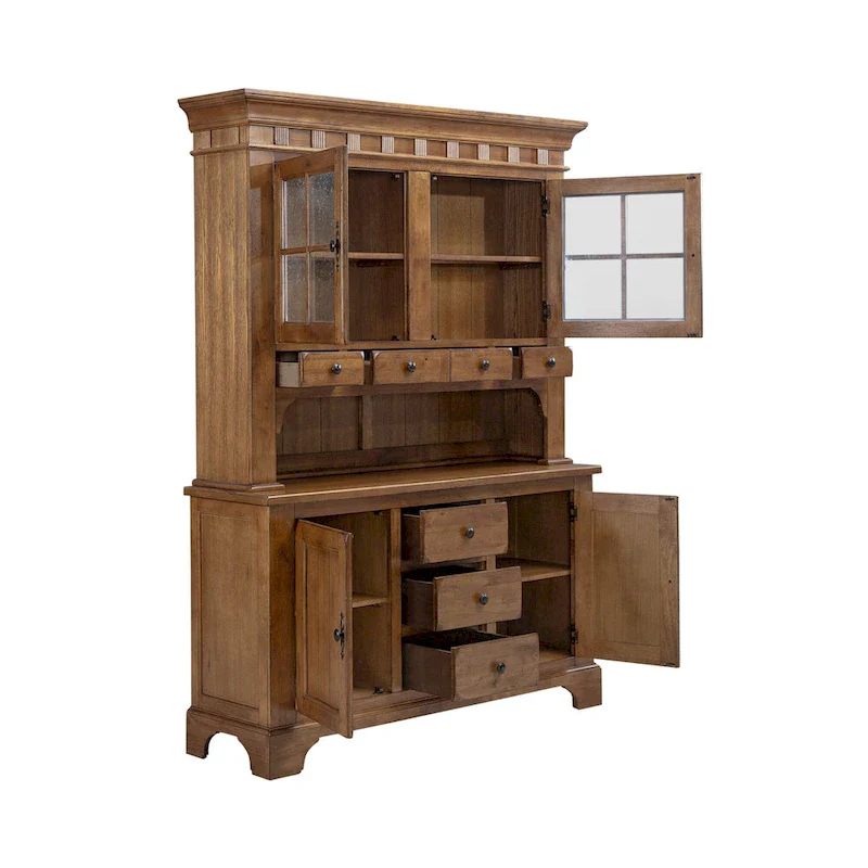 Rustic Oak Buffet and Hutch