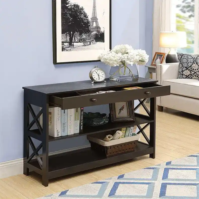 1 Drawer Console Table with Shelves - 11.75 D x 39.25 W x 31.5 H