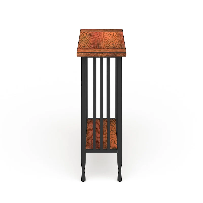 Leick Home Peter Matte Black Slatted Mission Oak Hall Stand