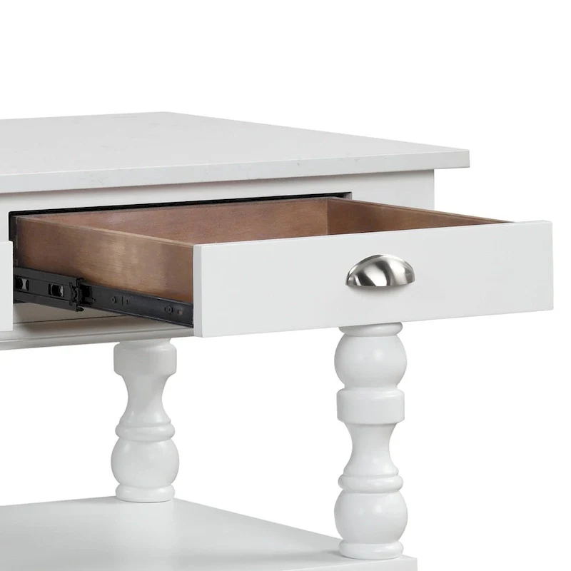 Leota White 2-Drawer Kitchen Island