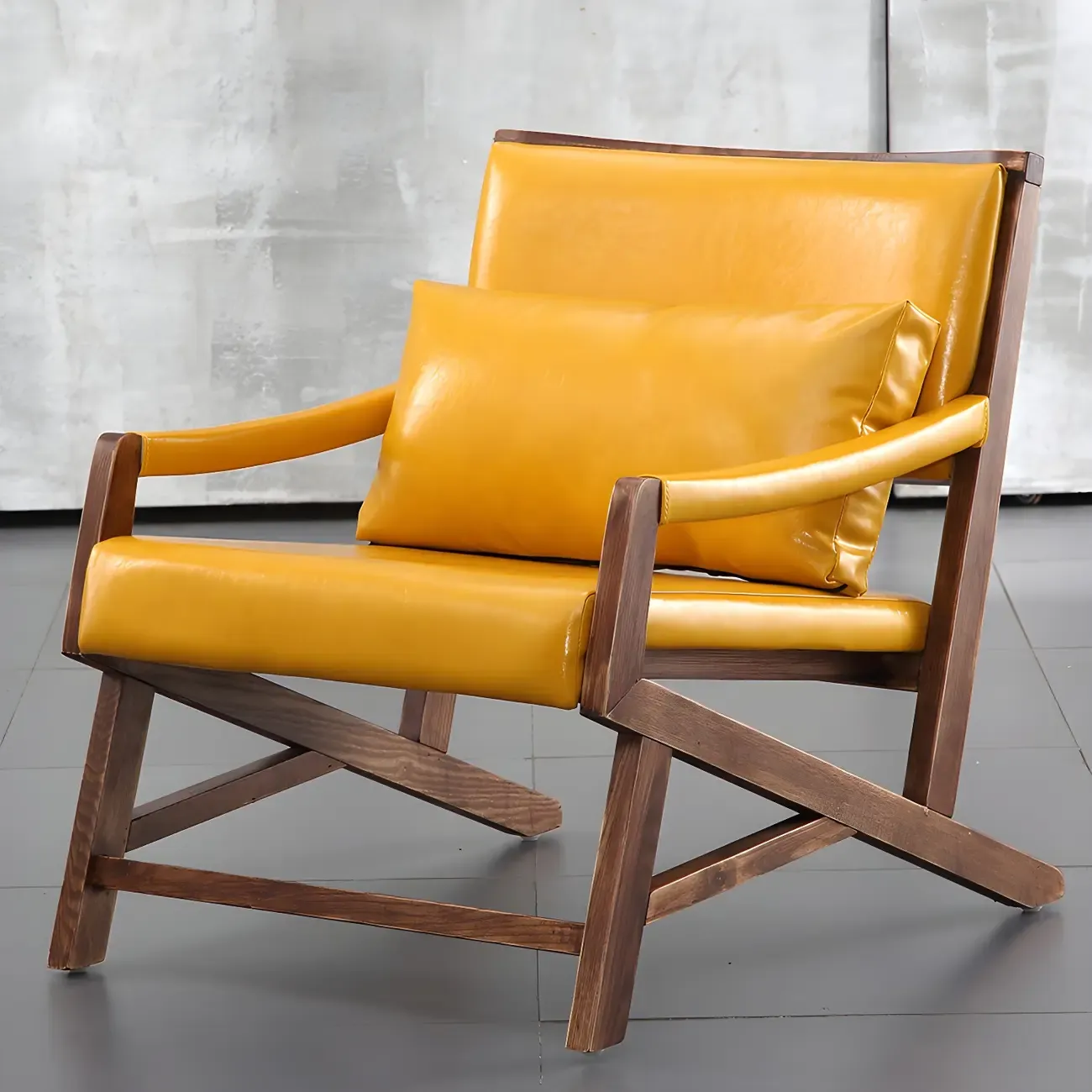 Modern Faux Leather Lounge Chair with Pillow Back