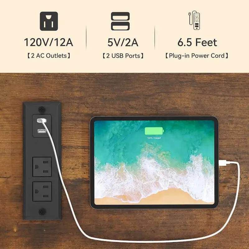 47 Wine Bar Cabinet with LED Lights Power Outlets Industrial Coffee Bar Cabinet - 47.2L x 15.7W x 33.4H