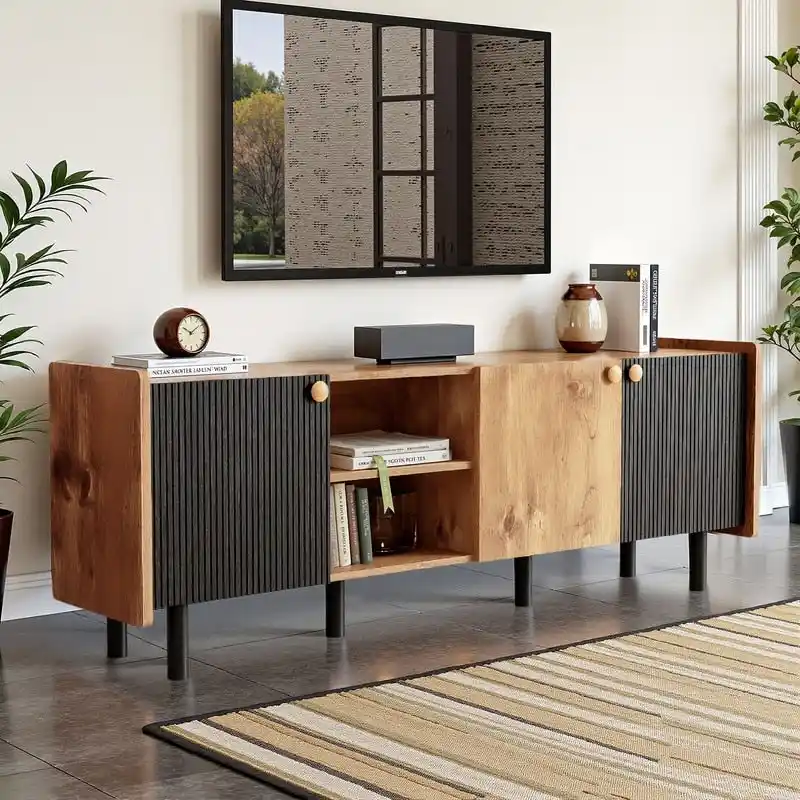 Mid-Century TV Stand, Media Console for 70 TVs, Entertainment Center with Storage