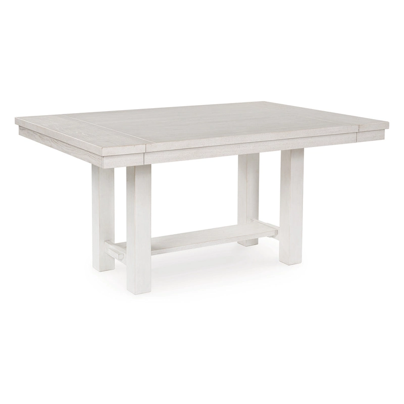 Fleur Dining Table with 2 Extension Leaves, White Wood, 62-86 Inch