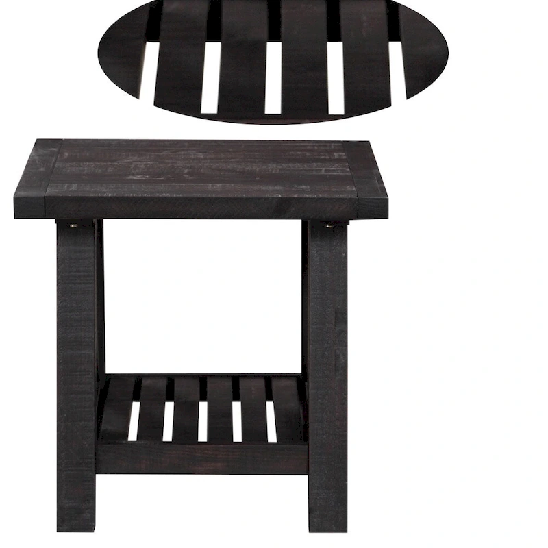 Pine Wood End Table with Exposed Hardware, Brown