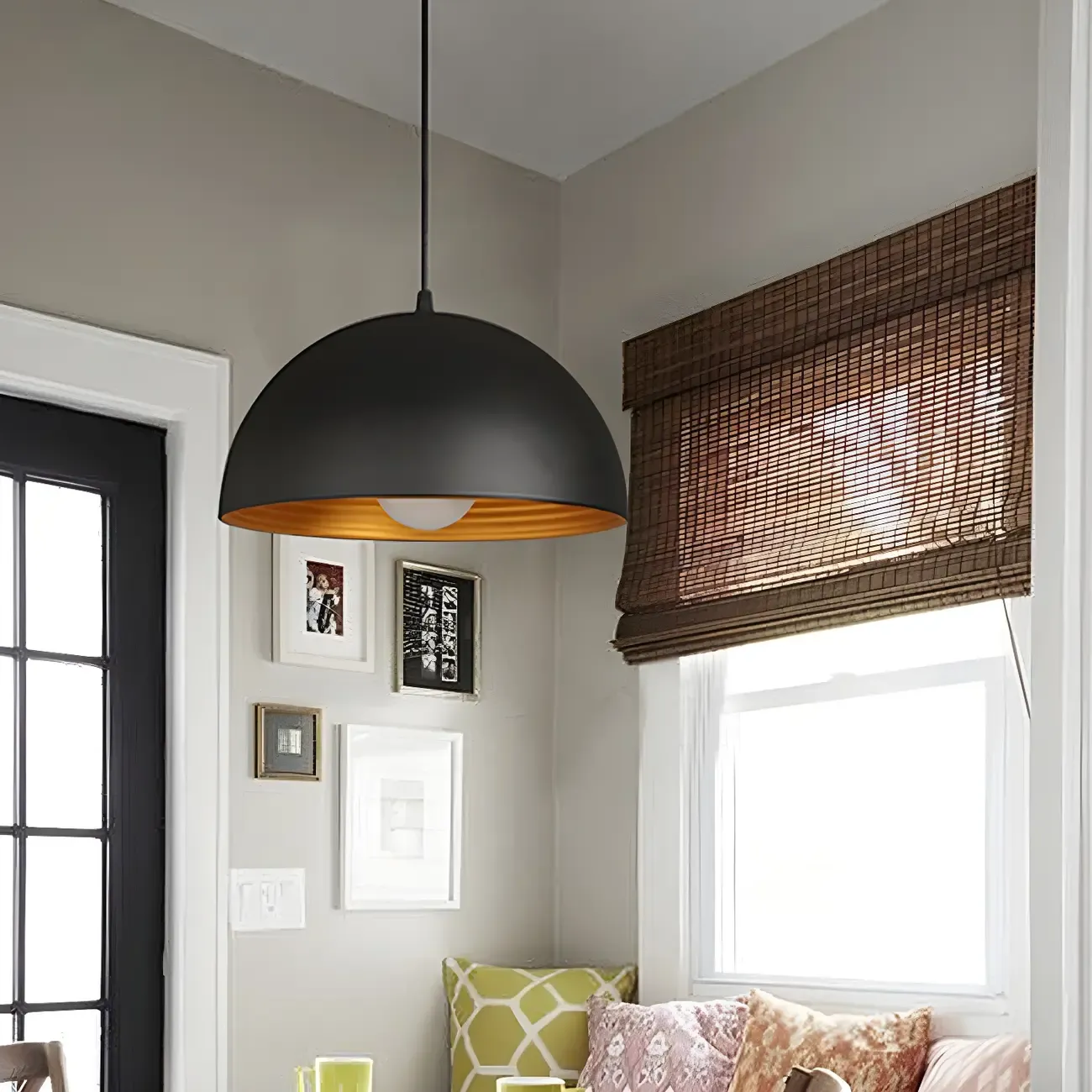 Industrial Rustic Black Metal Dome Kitchen Pendant Light