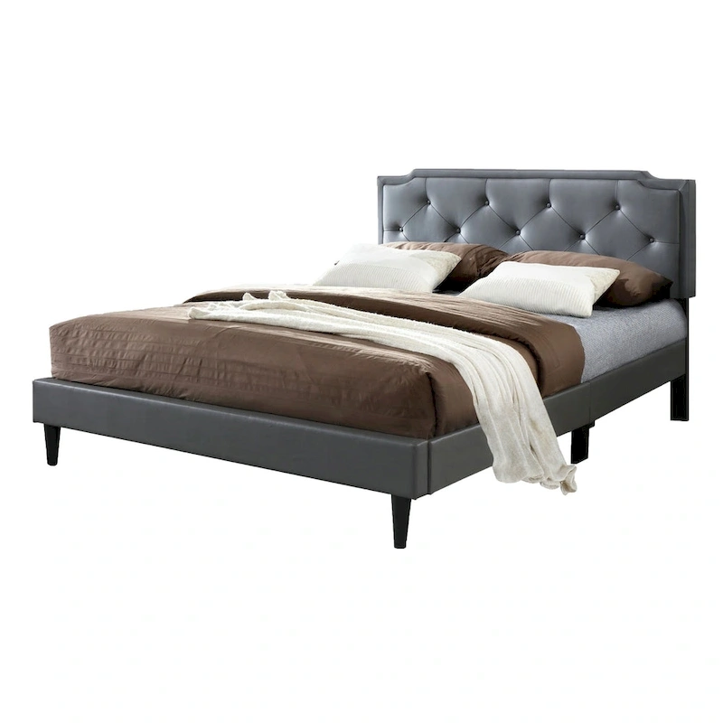 Deb Transitional Tufted Upholstered Panel Bed