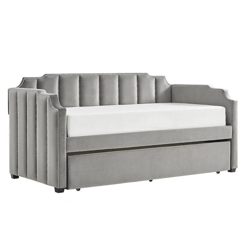 Chareau Glam Grey Velvet Daybed by iNSPIRE Q Modern