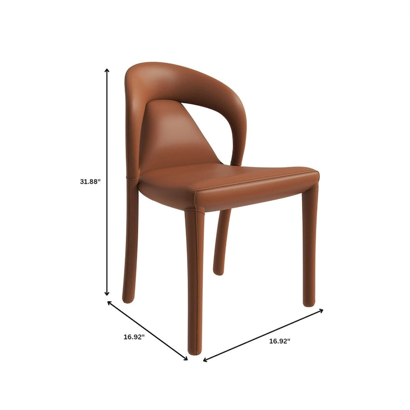 Solace Modern Dining Chair in Upholstered Leather with Steel Frame & Legs by LeisureMod