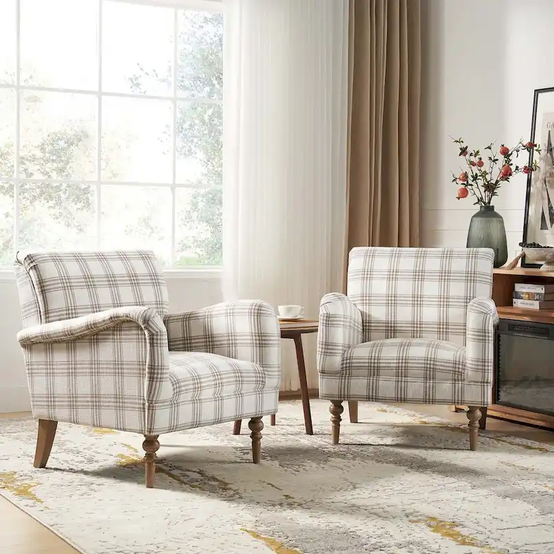 Mandan 29.5 Wide Traditional Accent Armchair with Solid Wood Legs Set of 2 by HULALA HOME