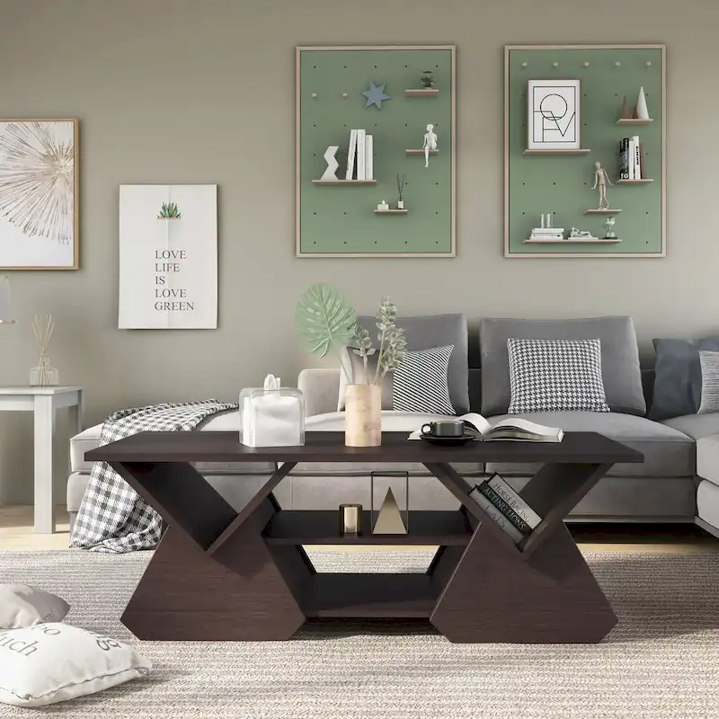 Modern Espresso 47-inch 4-Shelf Coffee Table