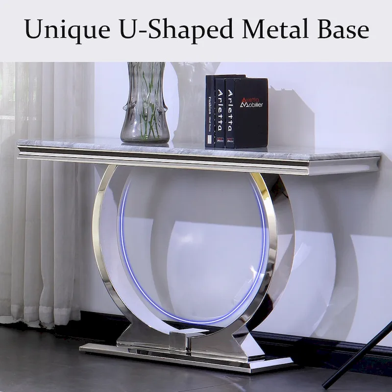 50 inch Rectangle Console Table with Circle Base