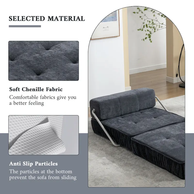 Convertible Sofa Bed,Modern Chenille Upholstered Sleeper Chair