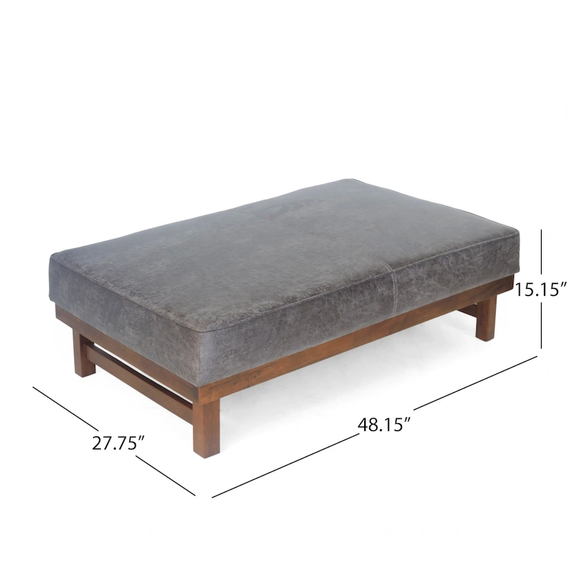 Hillman Modern Microfiber Cocktail Ottoman with Wood Frame by Christopher Knight Home