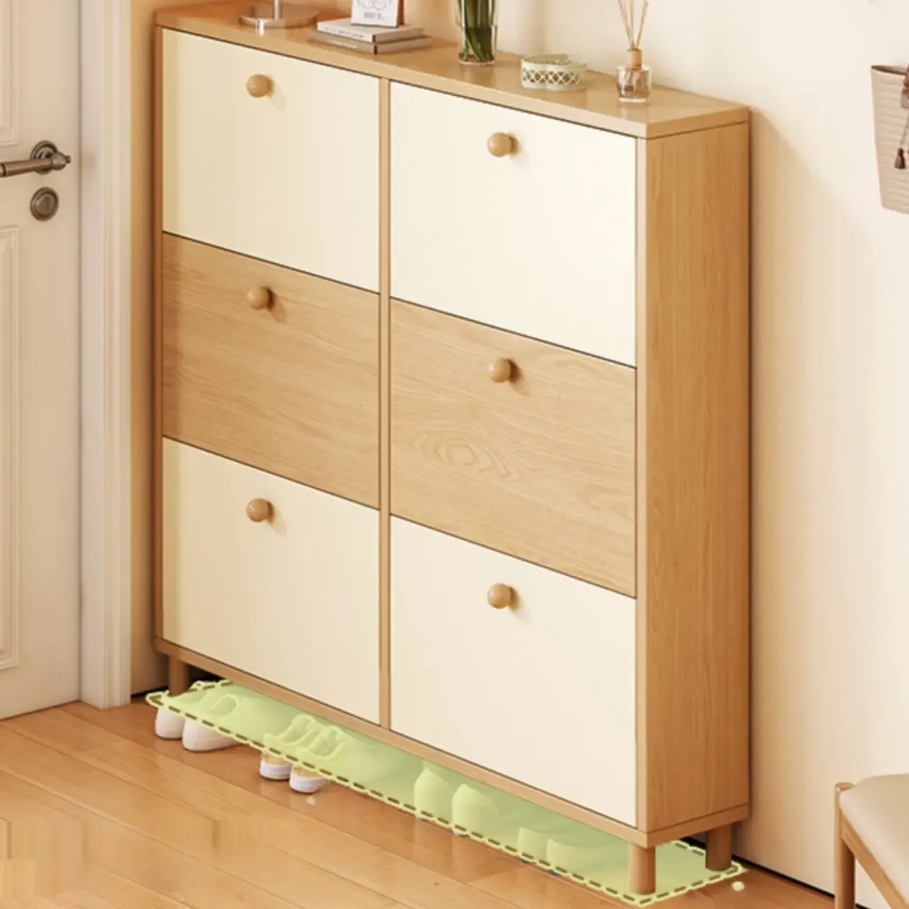 Vertical Wooden Shoe Cabinet for Entryway