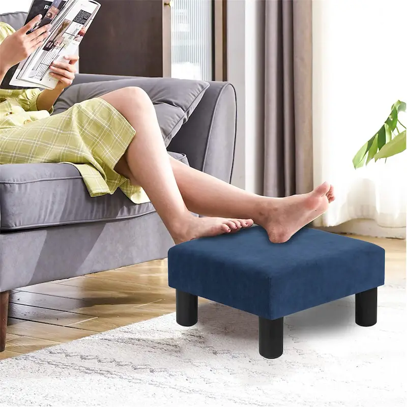 Adeco Ottoman Upholstered Fabric Footrest Pet Steps Dog Stair Stool
