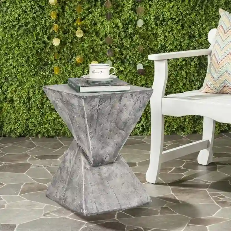 Adeco Outdoor Indoor Concrete Side Table Modern Accent End Table