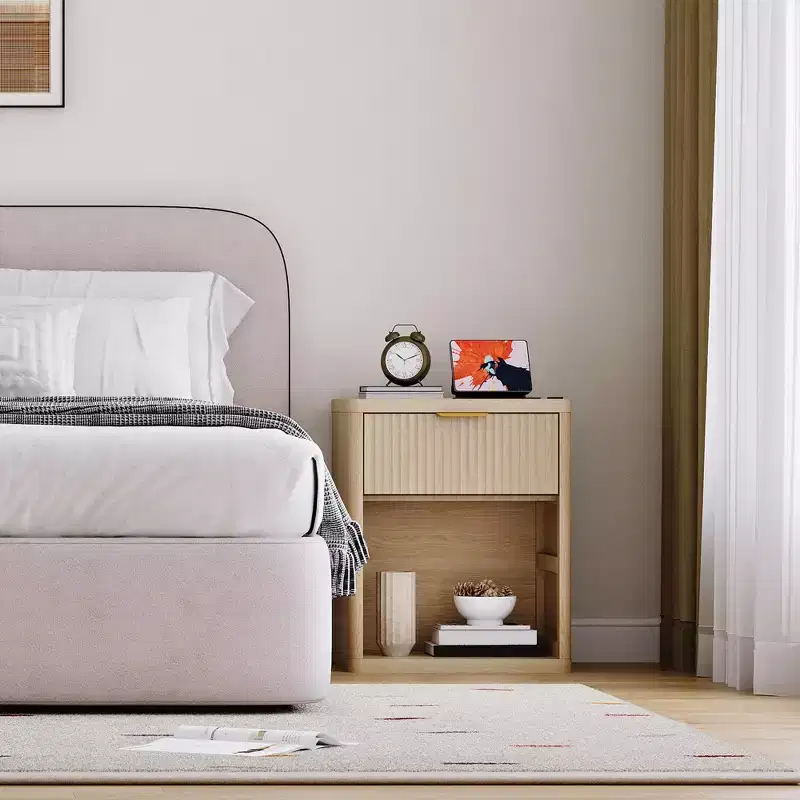 Fluted Nightstand with Storage