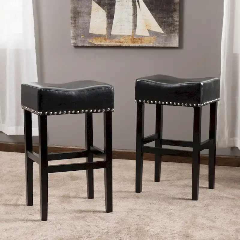 Lisette 30-inch Backless Leather Bar Stool (Set of 2) by Christopher Knight Home