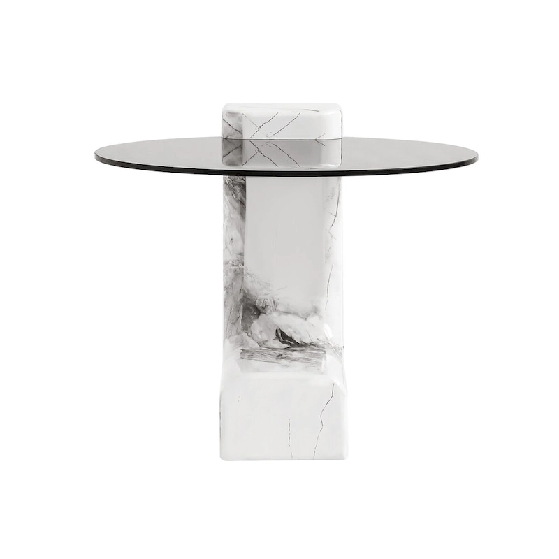 Modern Round Nesting Coffee Table Set of 2 With Glass Top