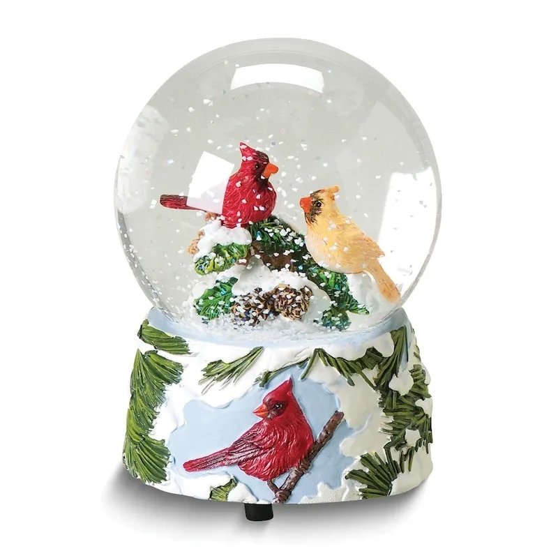 Glitterdome Musical (Plays Winter Wonderland) Cardinals Water Globe