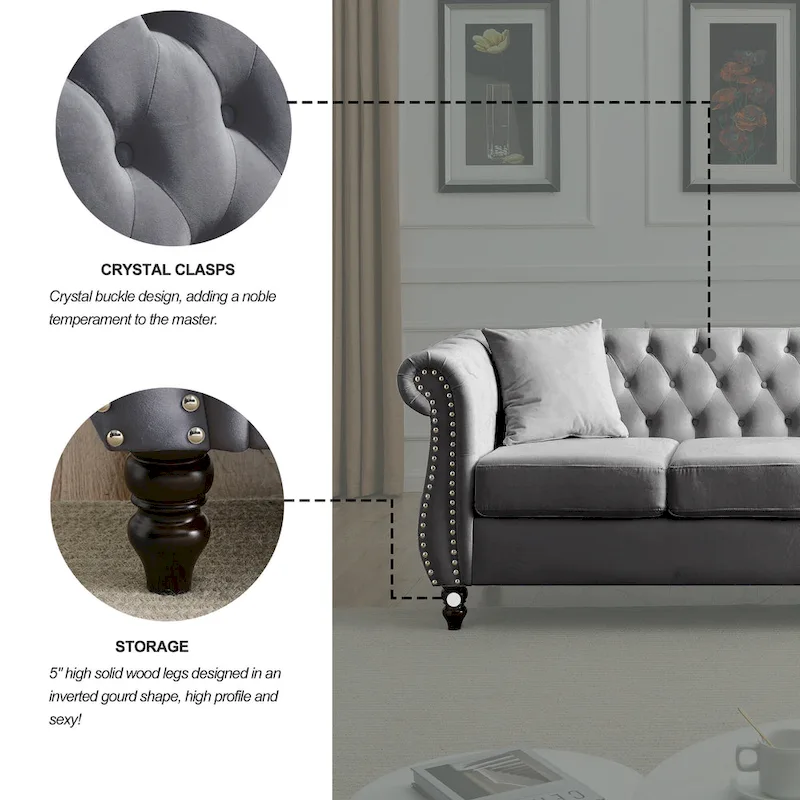 Chesterfield Sofa Grey Living Room