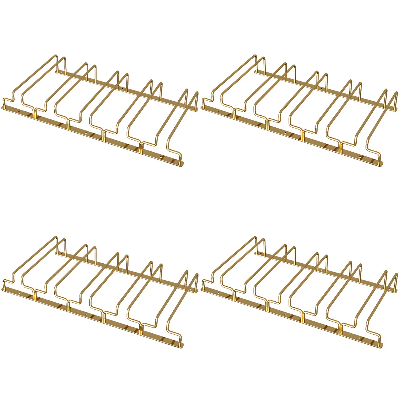 Gold Rectangular Hanging Metal Wine Glass Rack