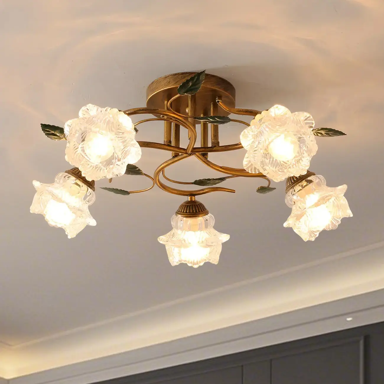 Luxury Glass Semi Flush Ceiling Light for Living Room