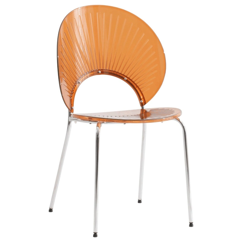 LeisureMod Opulent Plastic Dining Side Chair in Chrome Base