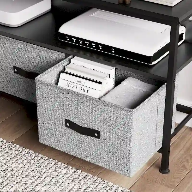 TV Stand with 3 Fabric Drawers & Open Shelves, Fits 55