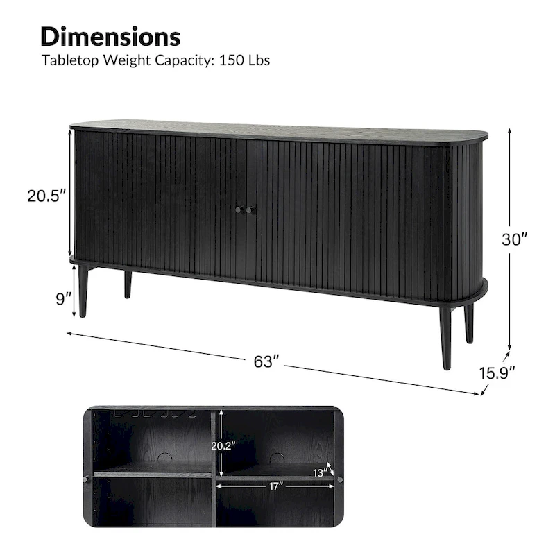 Franz Modern 63Wide Sideboard with adjustable shelf by HULALA HOME