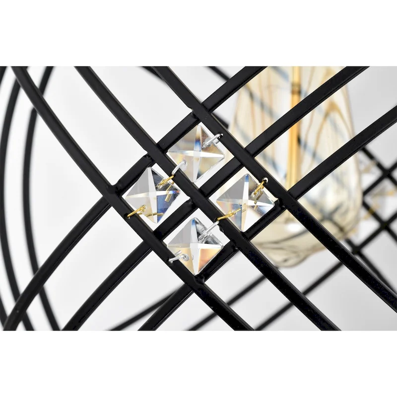 Jaipem 12 Inch Modern Matte Black Crystal Pendant Ceiling Light